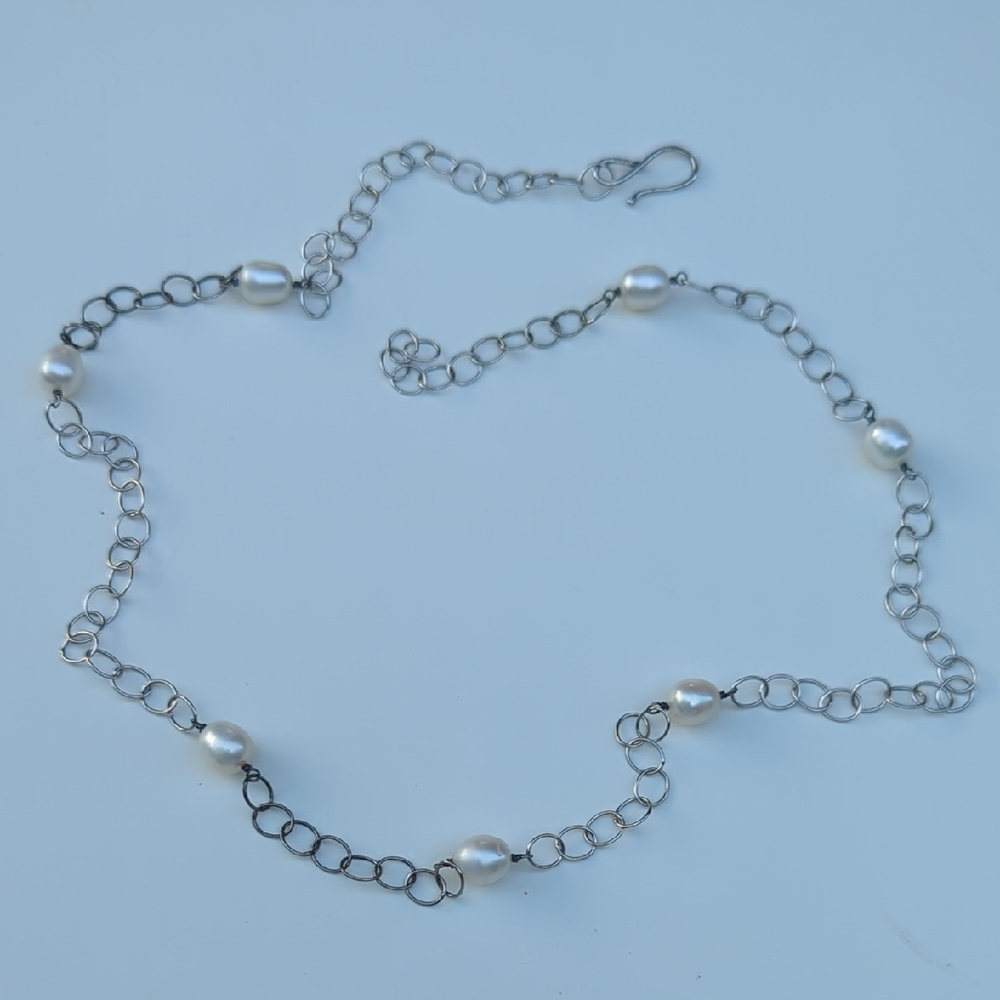 Vintage Sterling Silver and Pearl Necklace